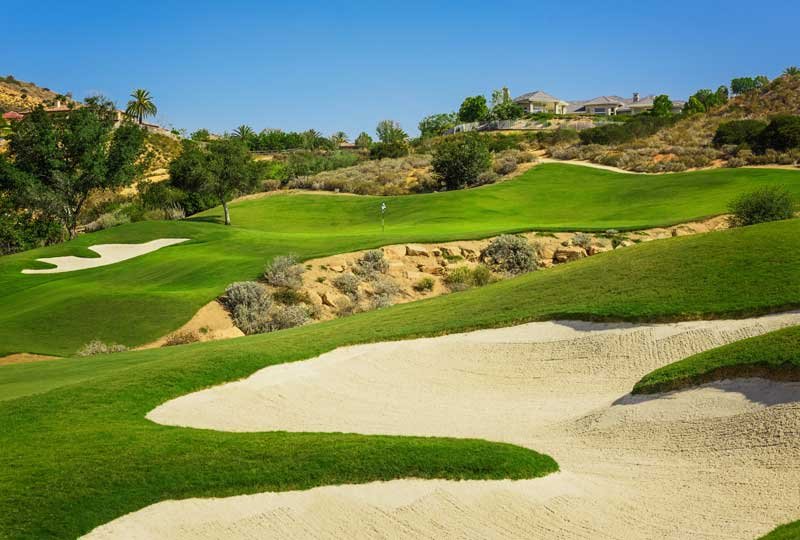 Maderas Golf Club fairway and white sand bunkers - Poway, California