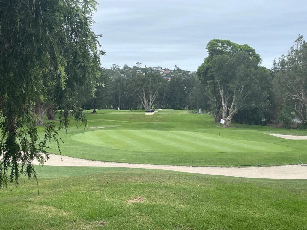 Warringah Golf Club green and tree-lined fairway — North Manly, NSW