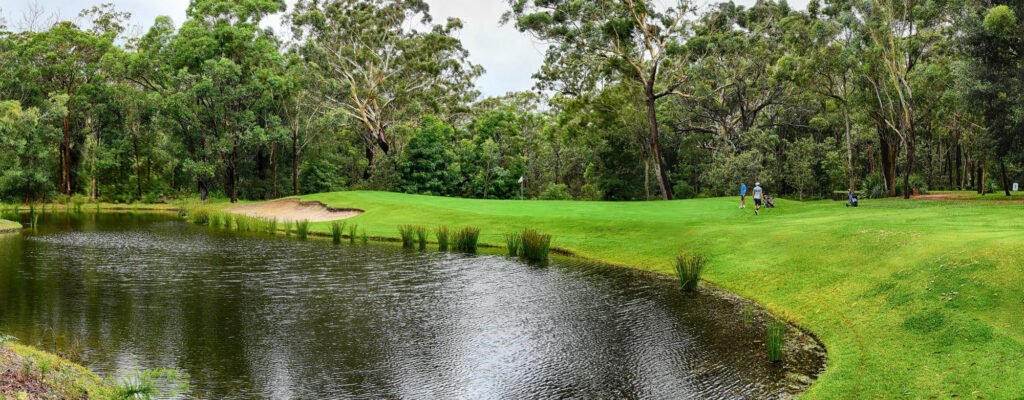 Water and bushland green at Nelson Bay Golf Club in New South Wales