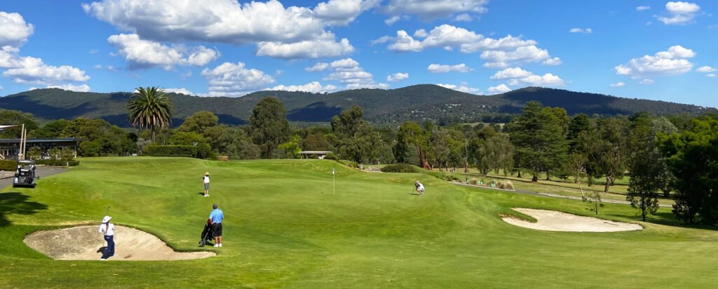 Eastwood Golf Club green overlooking the Dandenong Ranges in Victoria