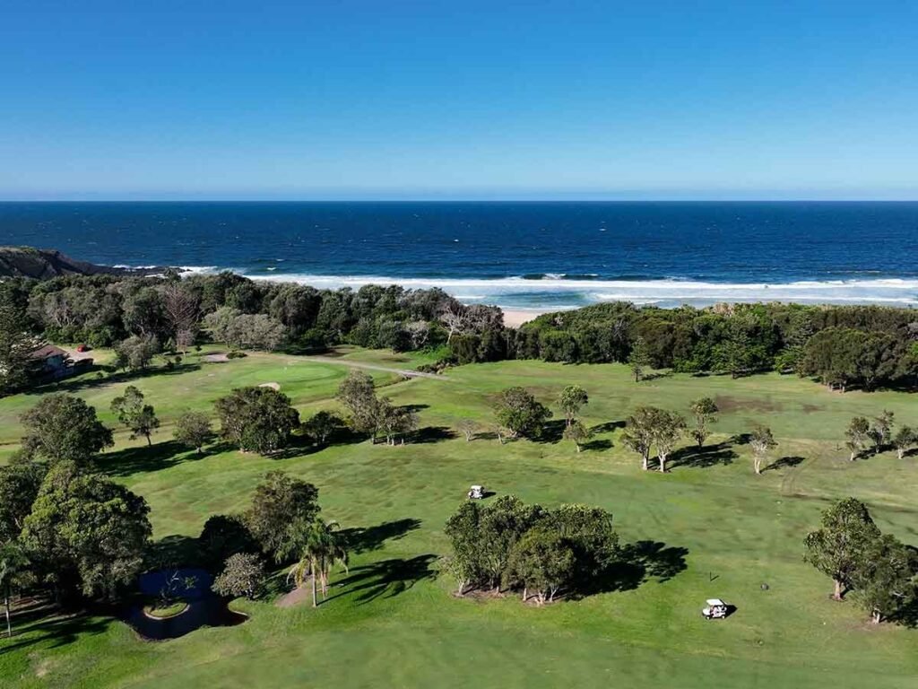 Aerial view of Forster Golf Course beside One Mile Beach
