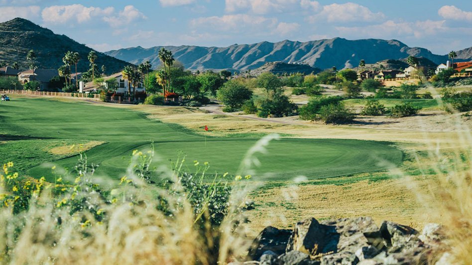 Foothills Golf Club green below South Mountain - Phoenix, Arizona
