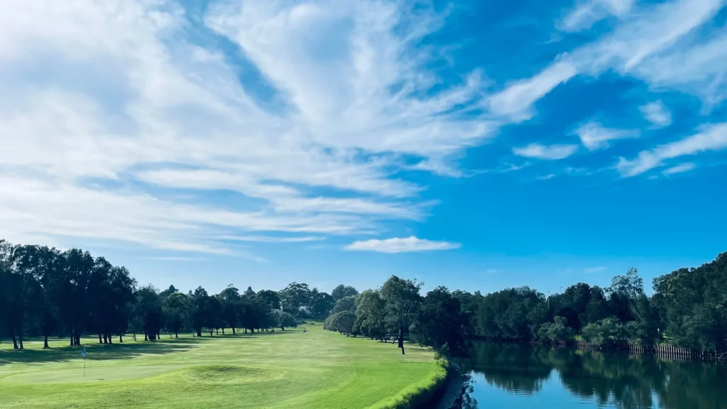 Cooks River beside a fairway at Marrickville Golf Club