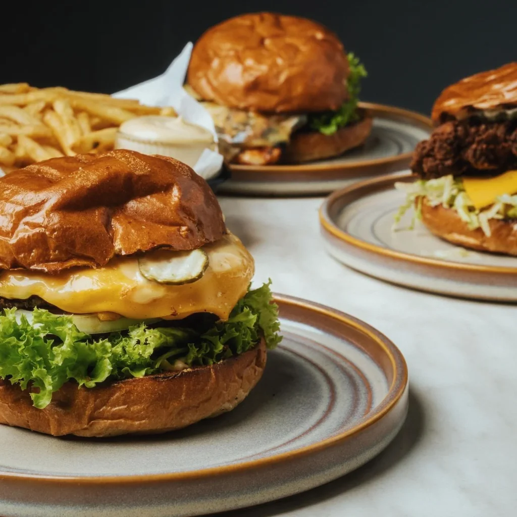 Burger served at Wharf Street Kitchen inside Marrickville Golf Club