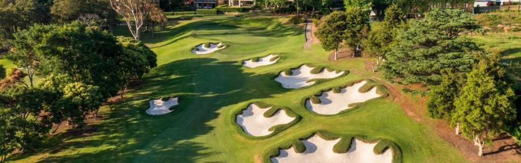 Thirteenth fairway and hillside bunkers at Pymble Golf Club