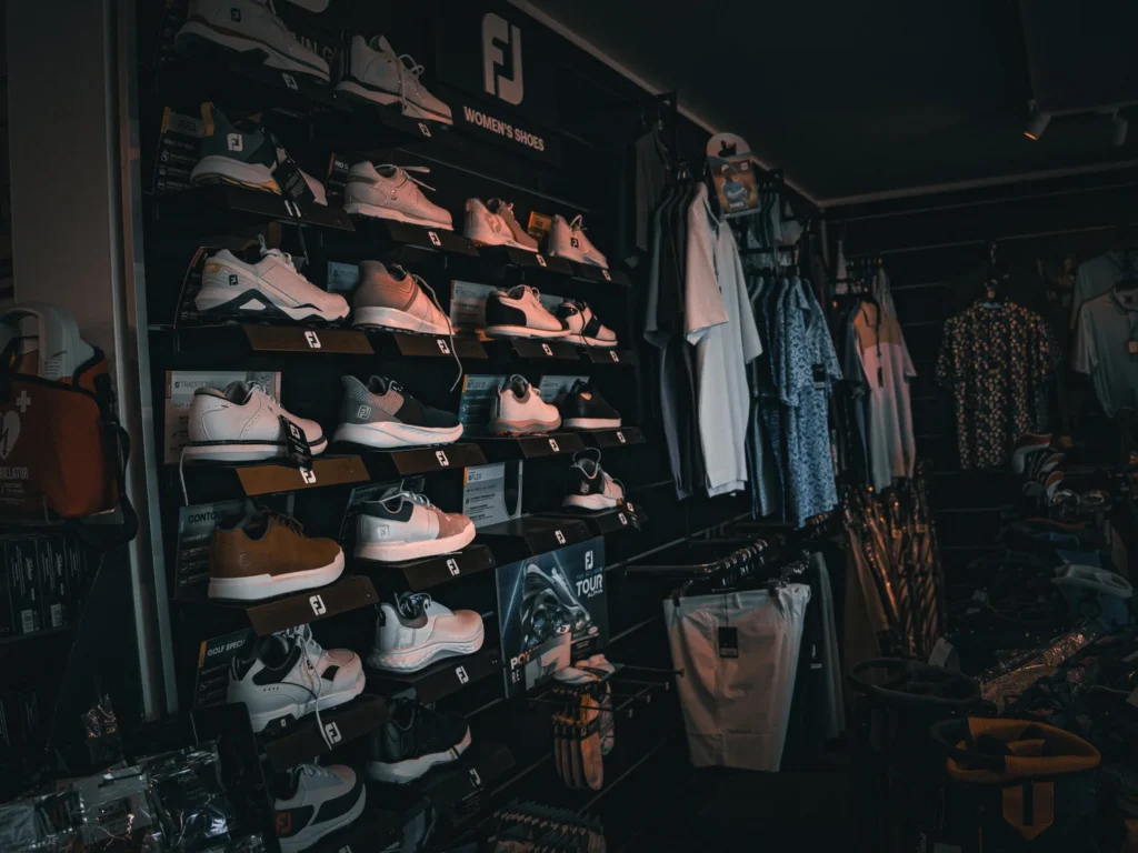 Golf shoes and apparel inside the Randwick Pro Shop