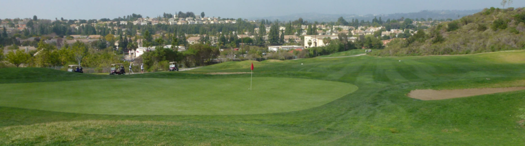 Westridge Golf Club green and La Habra hills - La Habra, California