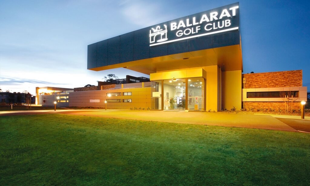 Ballarat Golf Club clubhouse exterior at dusk - Alfredton, Victoria