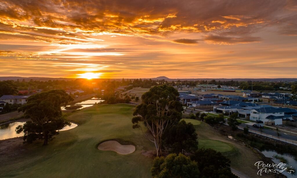 Ballarat Golf Club fairway and bunker at sunset - Alfredton, Victoria