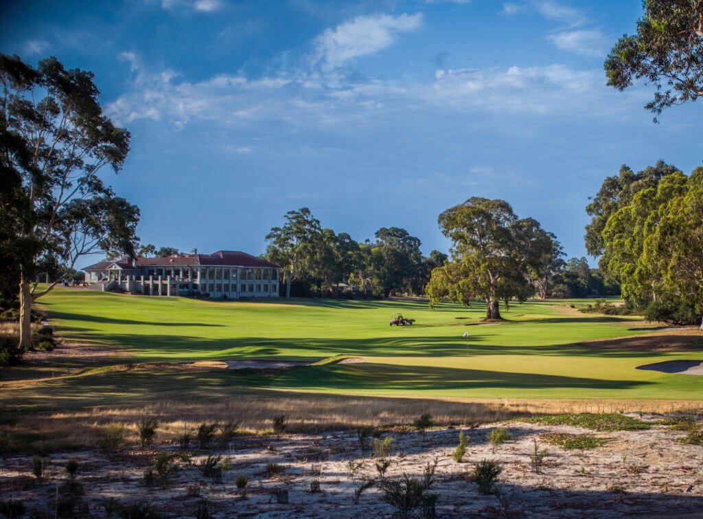 Commonwealth Golf Club fairway looking toward the clubhouse — Oakleigh South, Victoria