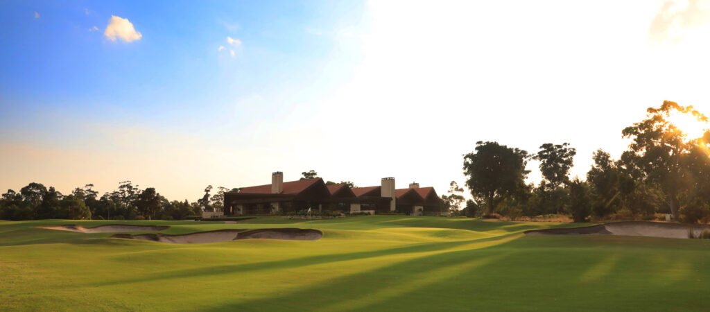Huntingdale Golf Club 18th fairway looking to the clubhouse — Oakleigh South, Melbourne