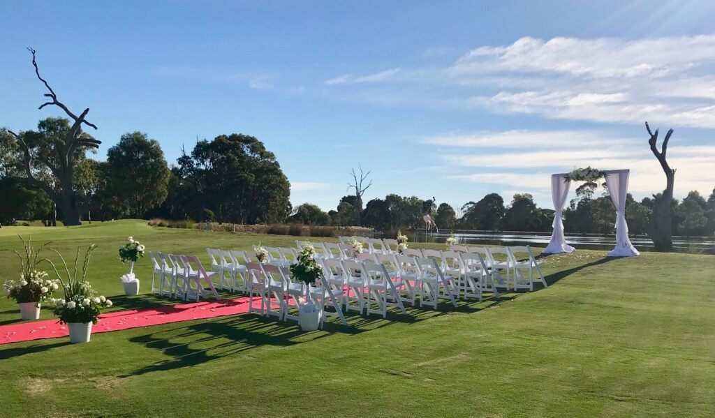 Keysborough Golf Club outdoor wedding ceremony lawn overlooking the course — Keysborough, Victoria